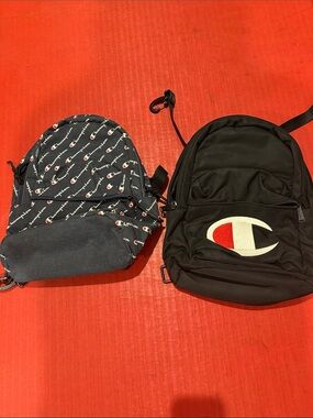 Champion Kids Black and Navy Logo Backpacks